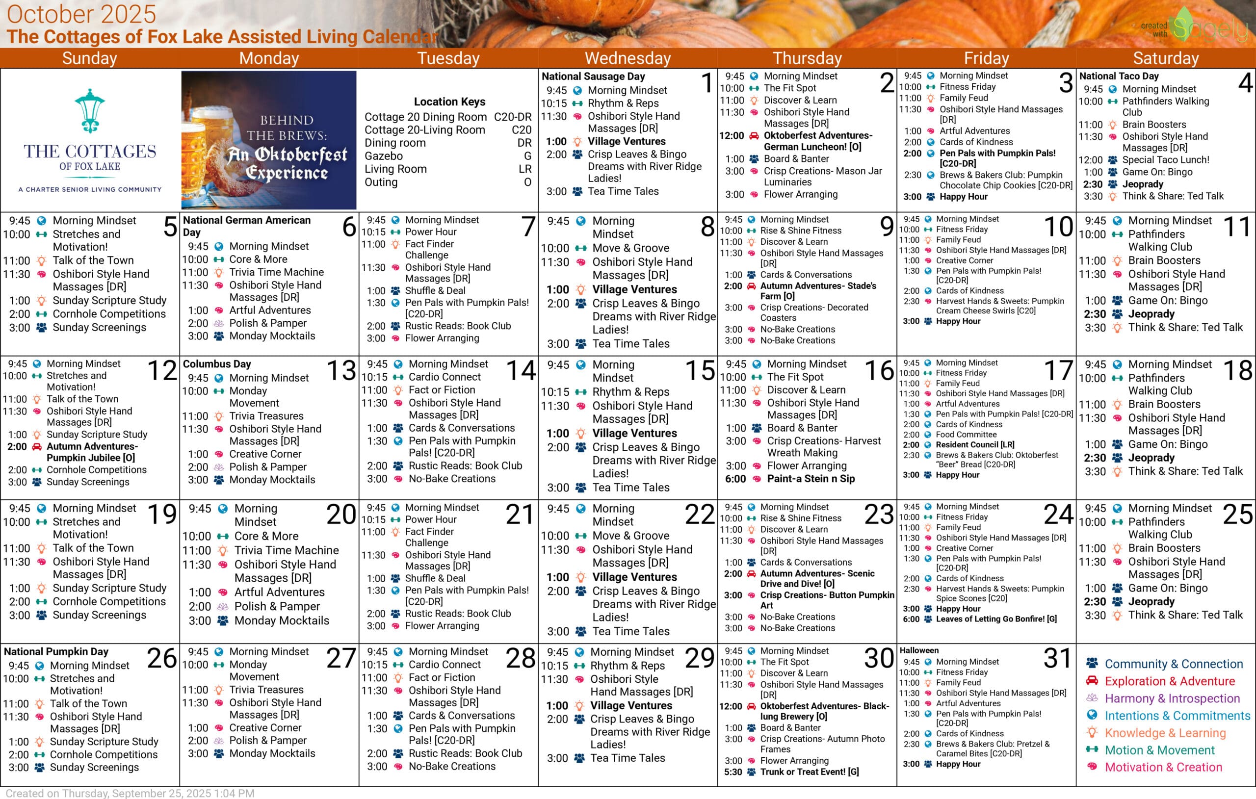 Cottages of Fox Lake - Assisted Living and Memory Care - Assisted Living Calendar