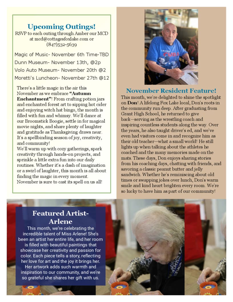 Cottages of Fox Lake - Assisted Living and Memory Care - Newsletter