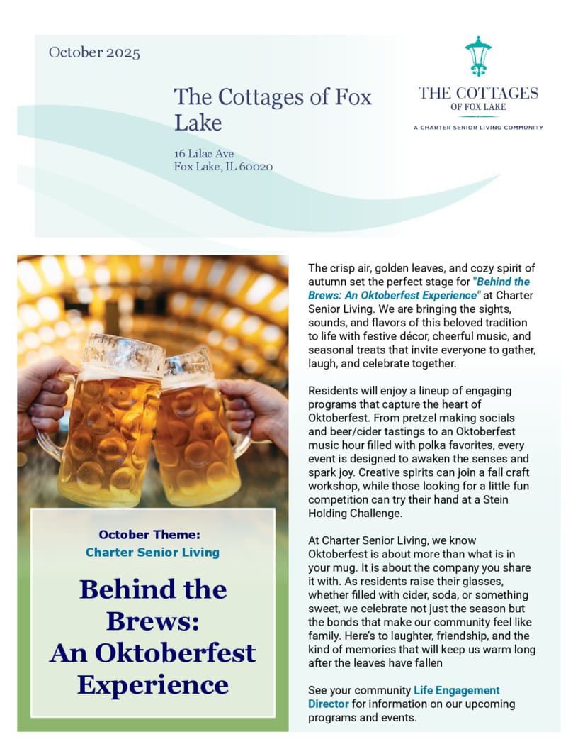 Cottages of Fox Lake - Assisted Living and Memory Care - Newsletter