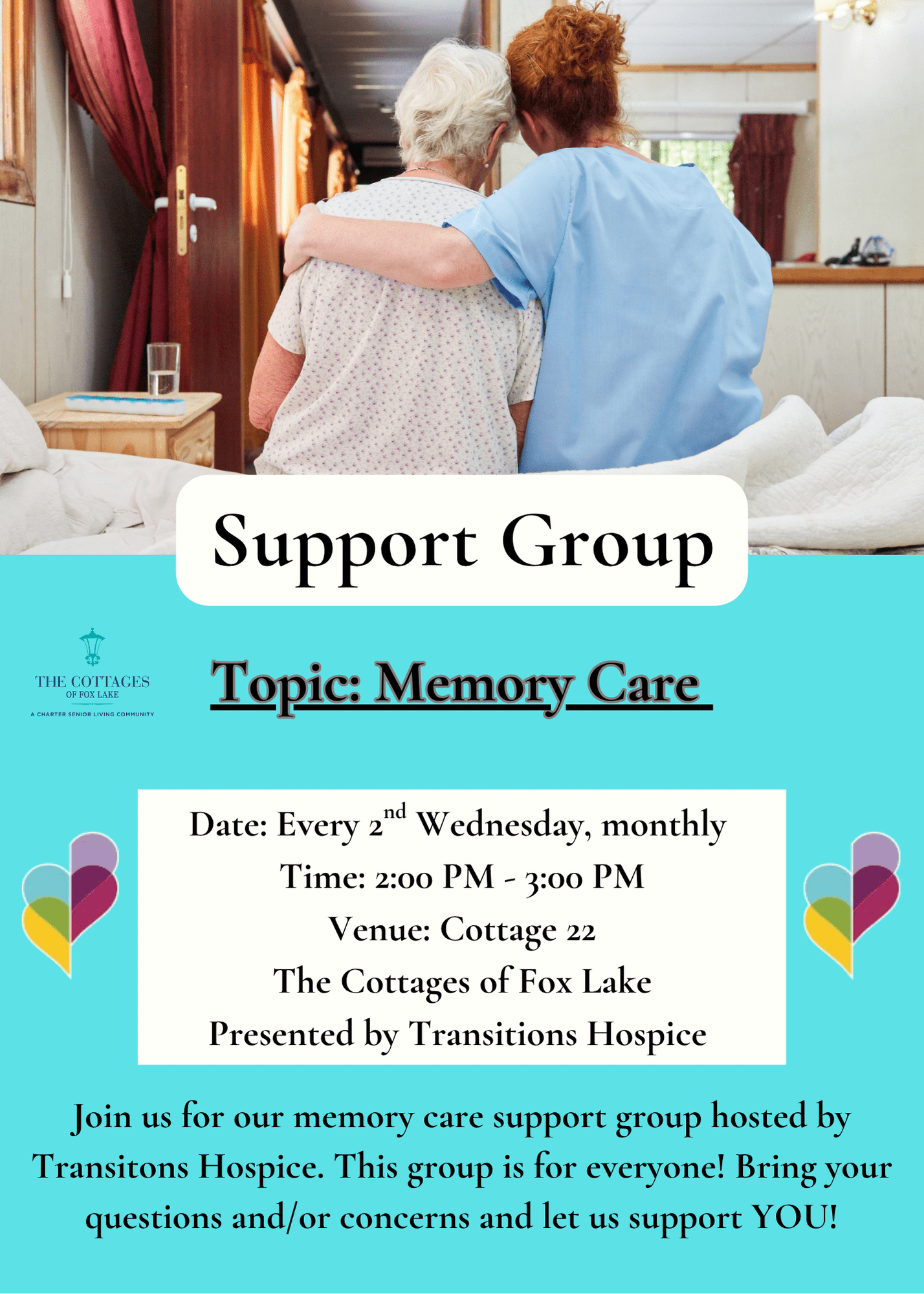 Cottages of Fox Lake - Assisted Living and Memory Care - Monthly Support Group - Memory Care